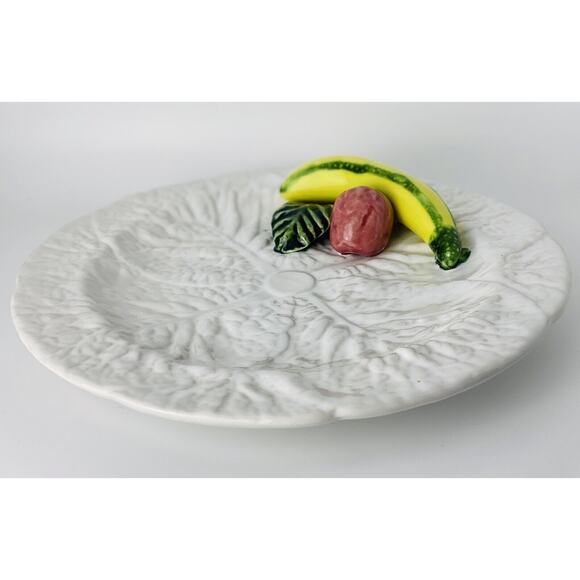 Majolica Vintage Cabbage Leaf/ 3D Fruit Plate Portugal 559 - Picture 9 of 13